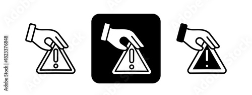 Intervention  Solid color and black line drawing vector illustration set