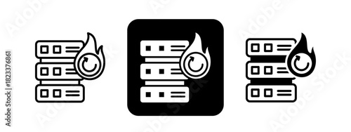 Disaster Recovery  Solid color and black line drawing vector illustration set