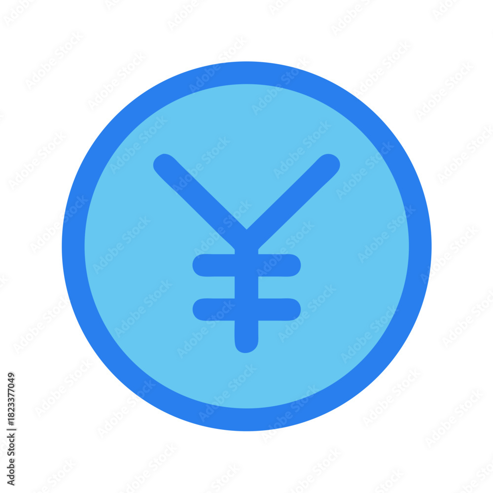 Obraz premium Light blue yen coin on a black background illustration