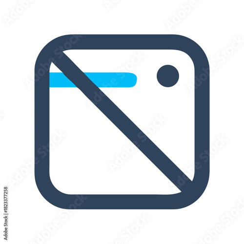 Abstract dark blue square icon with a striking overlay