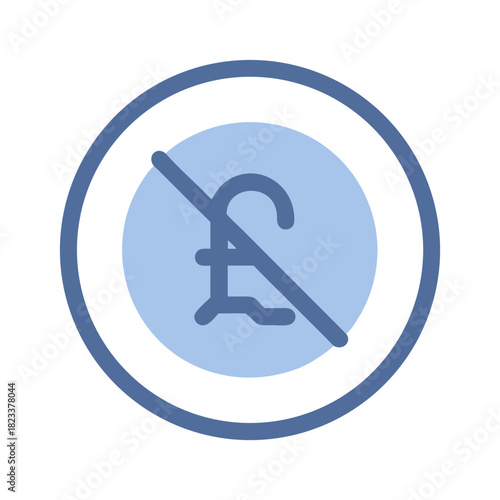 No Pound Sterling currency sign in prohibited circle icon