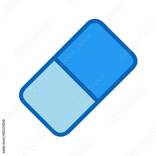 Blue eraser icon isolated on black background
