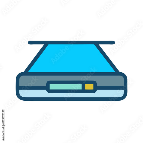 Flat vector illustration of scanner machine isolated on background