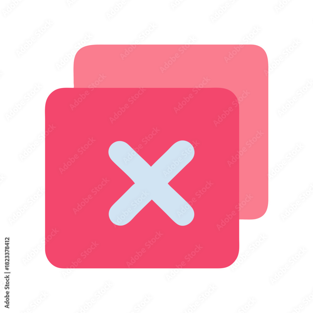Fototapeta premium Delete or close icon overlay with soft color palette