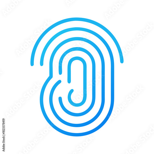 Blue fingerprint icon on black background for security concepts
