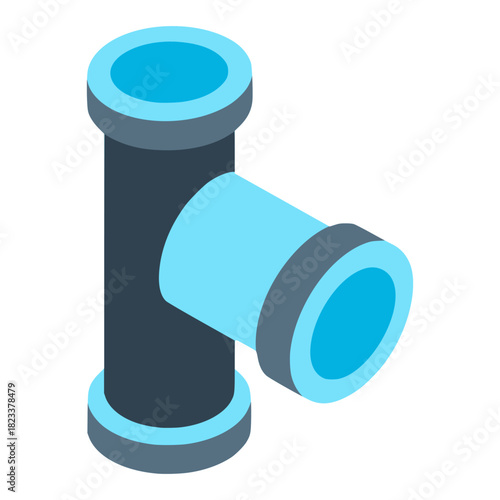 water pipe T shape flat color vector illustration template design