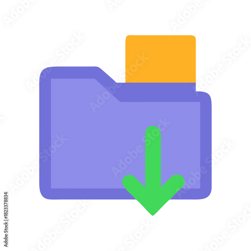 Download file icon graphic featuring folder and green arrow