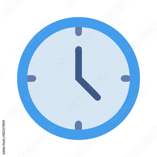Minimalist Blue Clock Icon Showing Five O'Clock Sharp