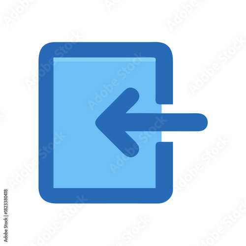 Blue login icon with arrow pointing to doorway entrance