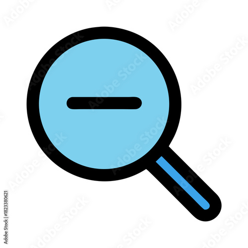 Magnifying glass icon with a minus sign inside shape