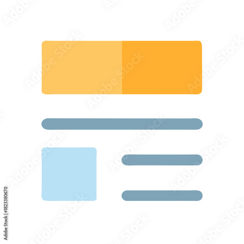 Website news article layout concept featuring simplified geometric shapes