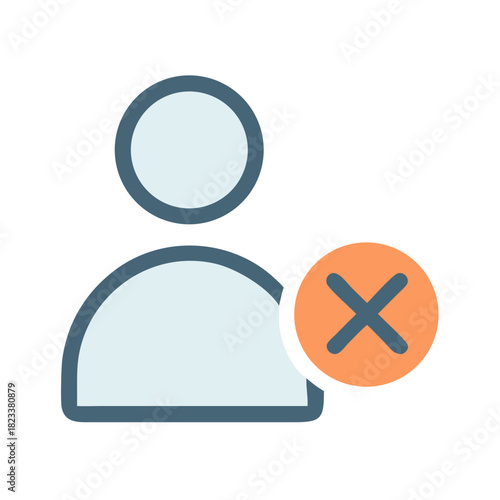 User icon with cross mark for profile deletion sign