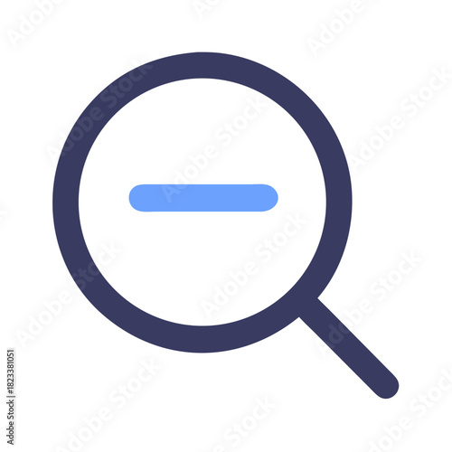 Blue magnifying glass with a minus sign illustration