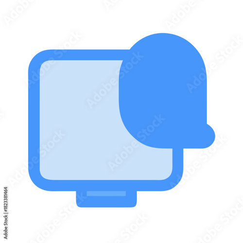 Computer screen with message notification icon flat design illustration