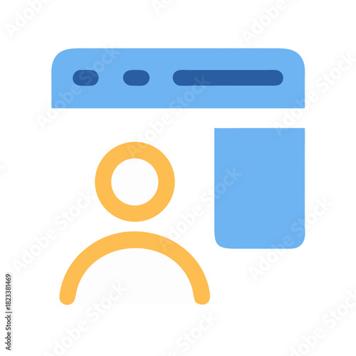 Flat icon illustration showing account settings in browser window