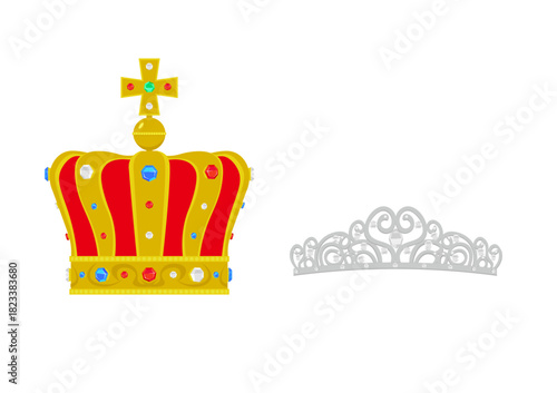 王様の王冠と王妃のティアラ