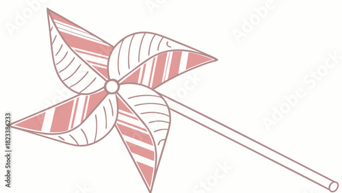 Whimsical Pink Pinwheel with Striped Blades and Simple Design