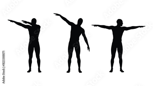 Human silhouette stretching poses isolated on white background, Vector