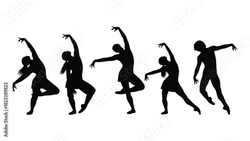 Dancing silhouettes isolated on white background, Vector
