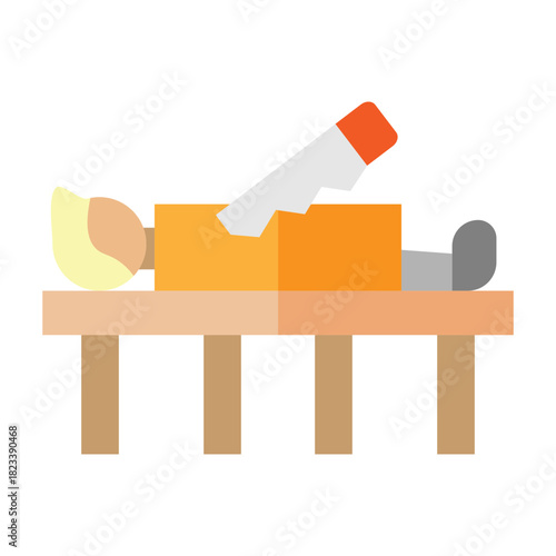 Sawing Trick Box Vector Flat Icon Design