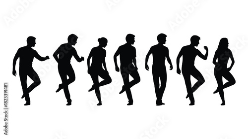 Dancing people silhouettes isolated on white background, Vector