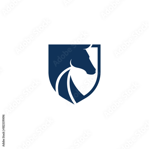 horse head logo design, horse shield design illustration