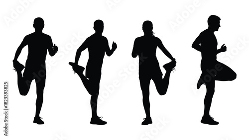 People stretching silhouettes isolated on white background, Vector