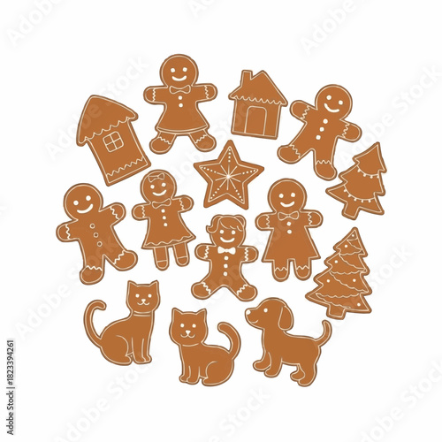 Gingerbread Characters Doodle Set