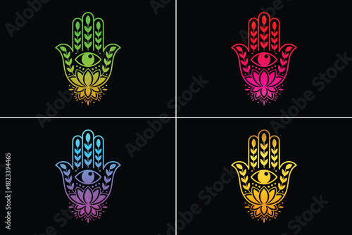 Black and white floral vector illustration set of decorative elements for a tribal tattoo design pattern or vintage emblem logo