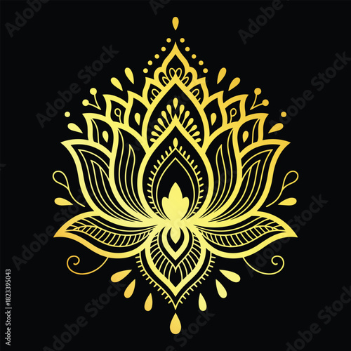 Abstract floral ornament design element vector pattern illustration with round mandala swirl circle