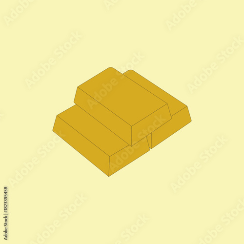 Gold bar stacks vector illustration. Wealth investment