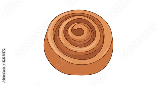 A delicious, freshly baked cinnamon roll with a prominent spiral design, isolated on a white background.