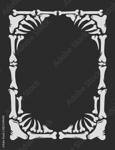 Skeleton and bones gothic frame design for photo or text
