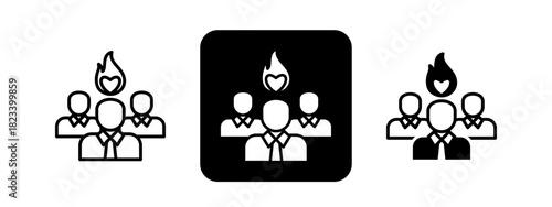 Leader  Solid color and black line drawing vector illustration set