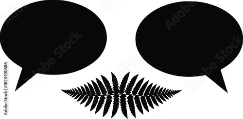 Fern Frond in Conversation Speech Bubbles Creative Design Concept Illustration Minimalist