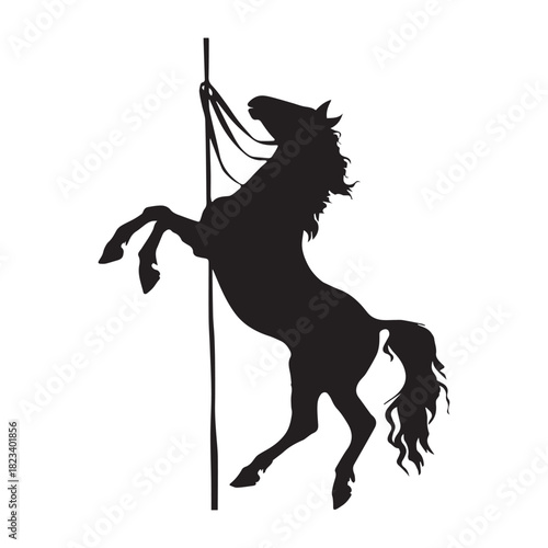 knight with horse vector silhouette on white background