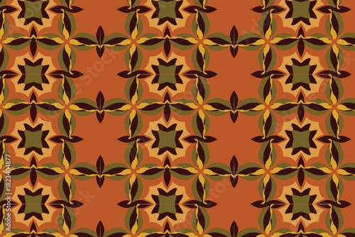 A vivid Hot Amber ornamental design, excellent for statement home decor pillows or vibrant silk scarves.