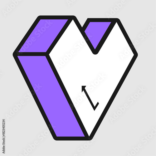 Geometric Heart Shape. Modern geometric heart illustration constructed from angular shapes in minimal vector style for romance themes and creative design assets