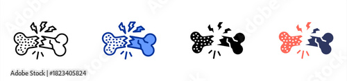 Osteoporosis icon sheet multiple style collection