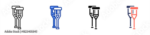 Crutches icon sheet multiple style collection