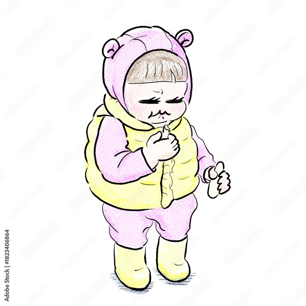 Obraz premium お外でせんべいを食べるこども（カラー）