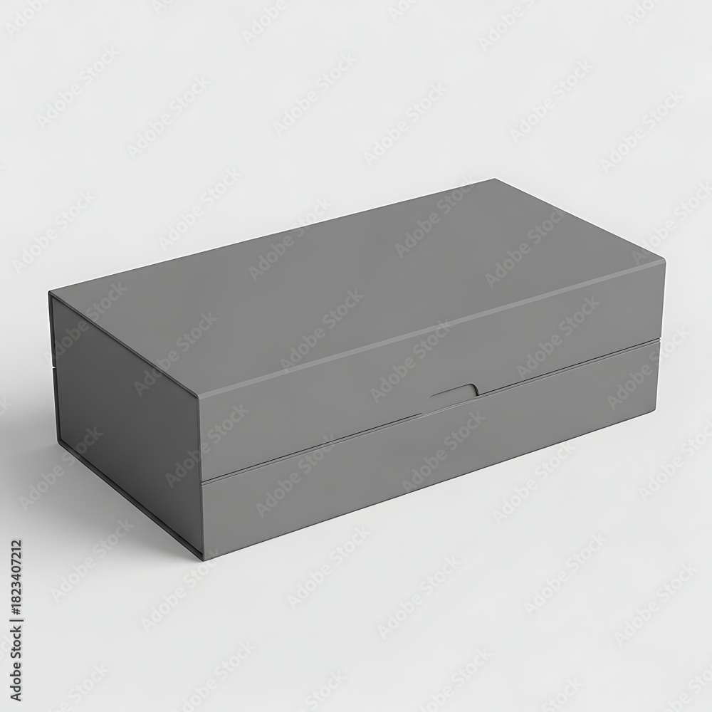 Naklejka premium Simple gray rectangular box isolated on a neutral background studio shot.