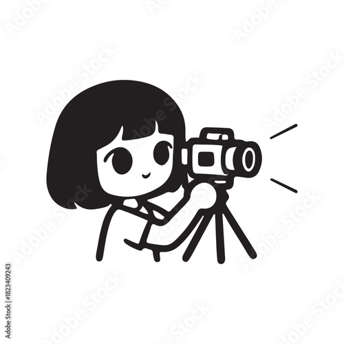 Photographer capturing a moment with a professional camera on a tripod.