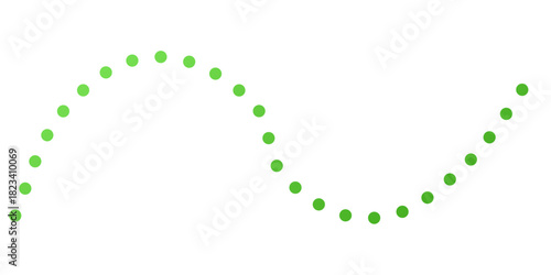 Abstract Green Dotted Wave Pattern Illustrating Data Trends, Growth, Fluctuation, and Digital Signals on a Clean White Background.