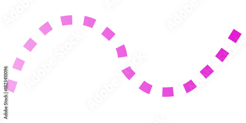 Abstract Pink Gradient Dotted Wave Line - Modern Geometric Curve Pattern on White Background