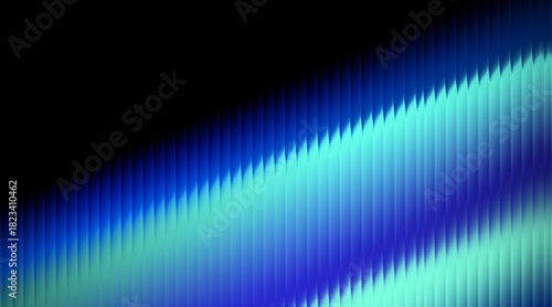Abstract blue gradient with vertical ribbed glass texture on black background and copy space