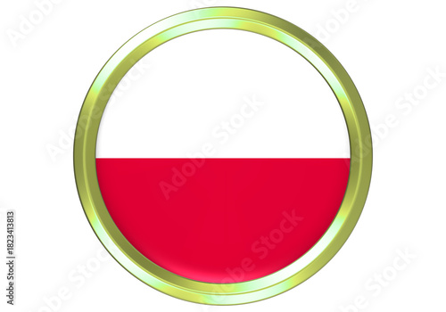 Free Download Poland National Flag in Gold Circle Icon 3D - Patriotic Polish Country Symbol - GFXLoad