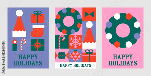 クリスマスカード　アイコン・模様