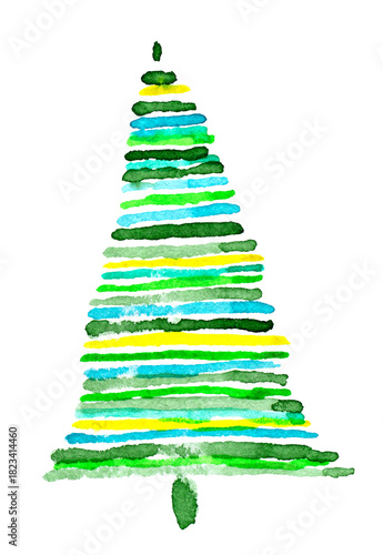 Real Watercolor Hand Drawn Illustration Abstract Spruce.