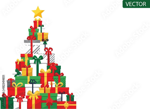 Christmas tree gifts presents holiday celebration festive season star ribbons bows